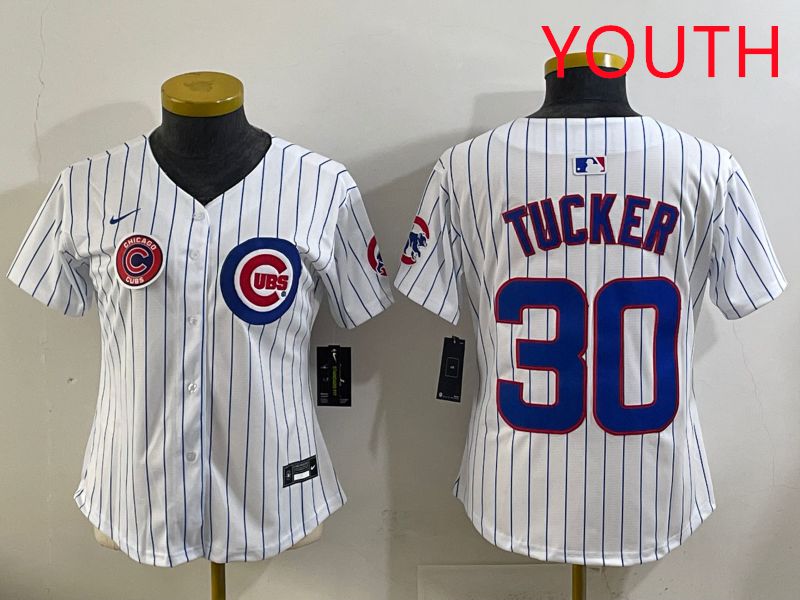 Youth 2025 Chicago Cubs #30 Tucker White Stripe Game Nike MLB Jersey style 7